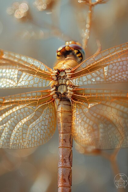 Photo closeup of a dragonflys wings