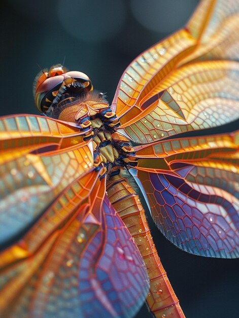 Photo closeup of a dragonflys wings