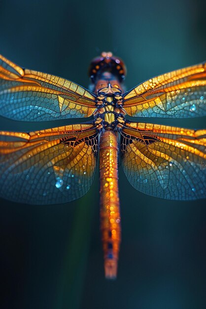 Photo closeup of a dragonflys wings