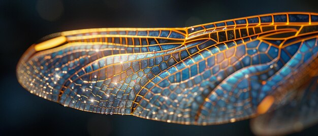 Photo closeup of a dragonflys wings