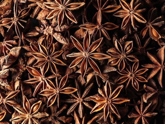 Closeup of dried aniseed on table