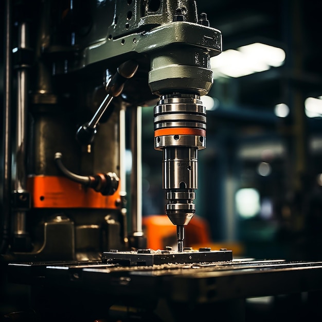 Closeup of Drill Press in Factory