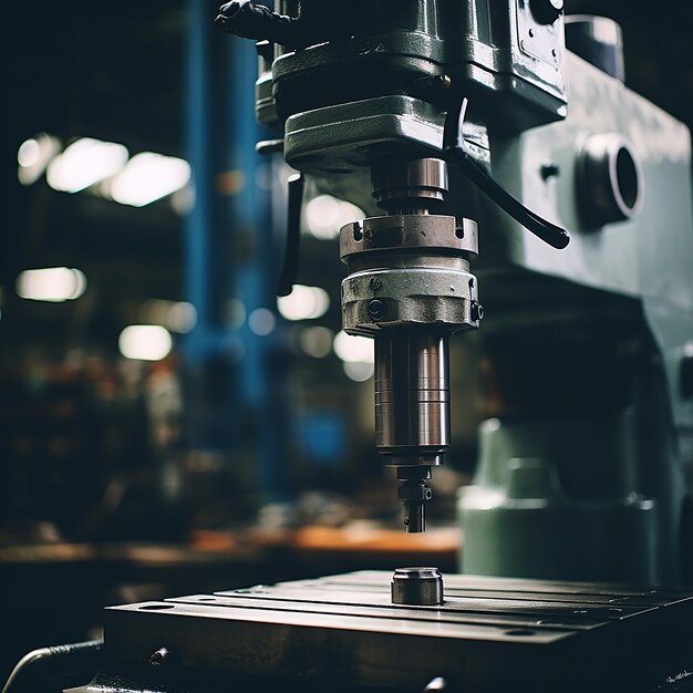 Closeup of Drill Press in Factory