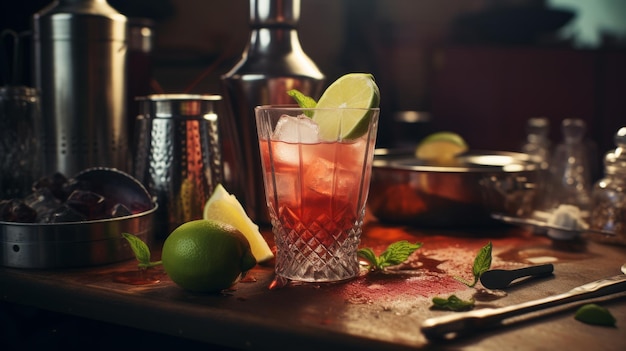 CloseUp of Drink in Glass on Table