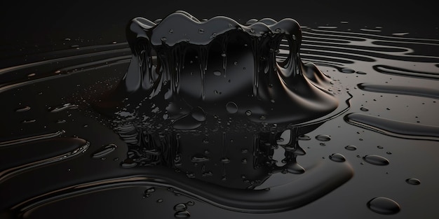 Closeup dripping rippling vantablack puddle