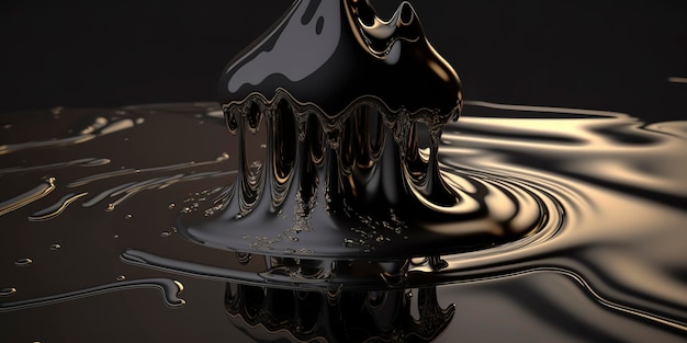 Closeup dripping rippling vantablack puddle