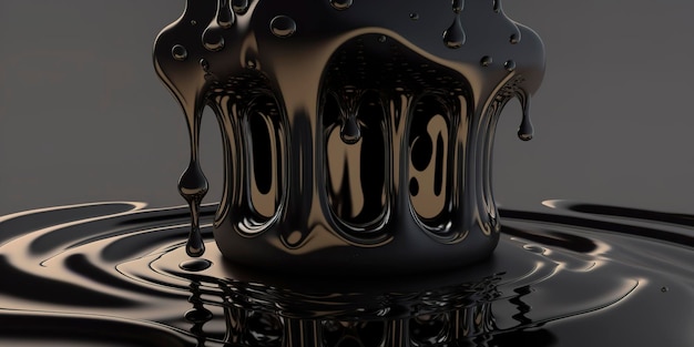 Closeup dripping rippling vantablack puddle