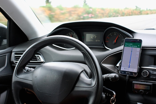 Closeup of driving on the highway