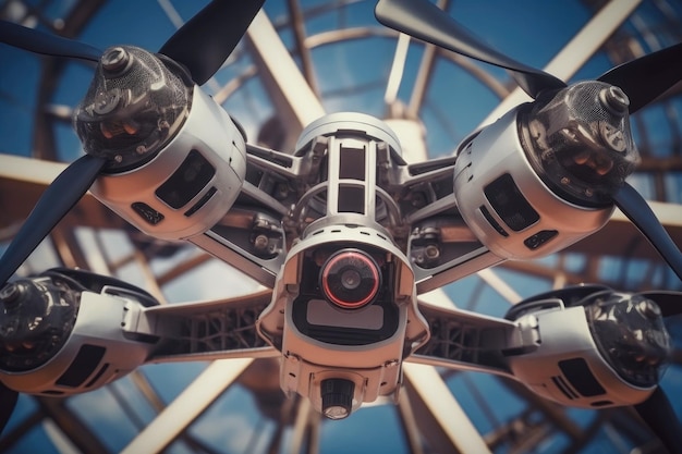 Photo closeup of drones camera and propellers created with generative ai