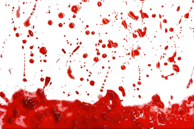 близкие капли красной крови, изолированные на белом фоне абстрактный рисунок