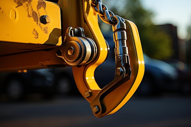 Photo closeup of a dump trucks heavyduty towing hook best dump truck picture