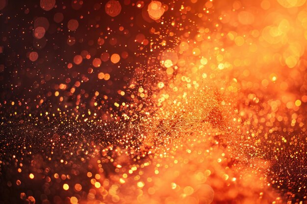 Closeup dust of metallic pigment sparkling with orange and red color