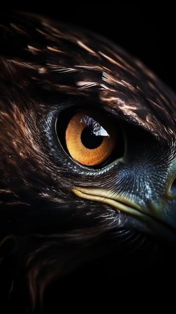 Closeup eagle eye portrait of animal on dark background Ai generated