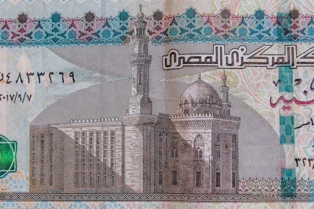 Closeup of egyptian one hundred pounds banknote