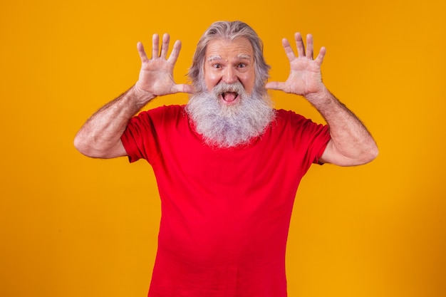 Closeup of elderly man making faces