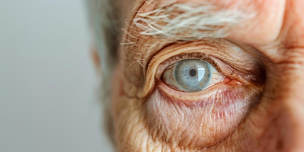 Photo closeup of elderly persons eye and wrinkles