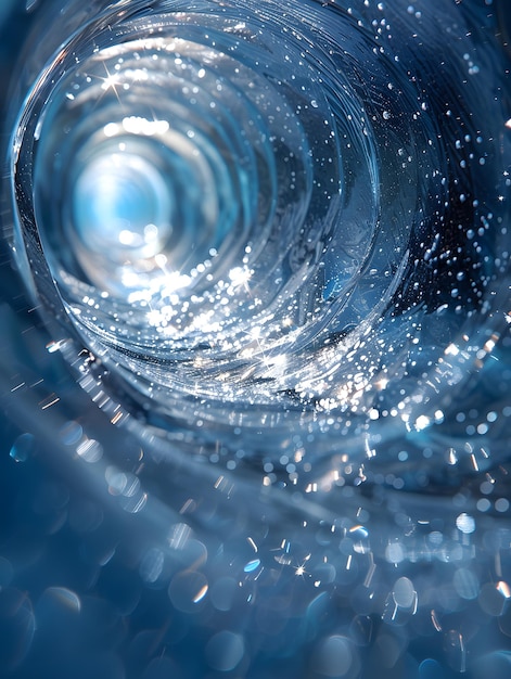 Closeup of electric blue ocean wave a fluid circle in the water resources