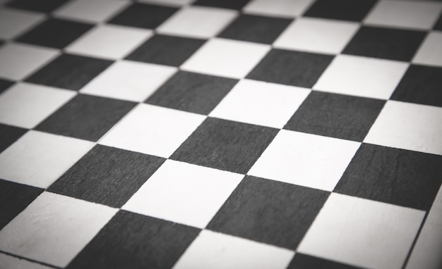 Photo closeup of empty chess board.