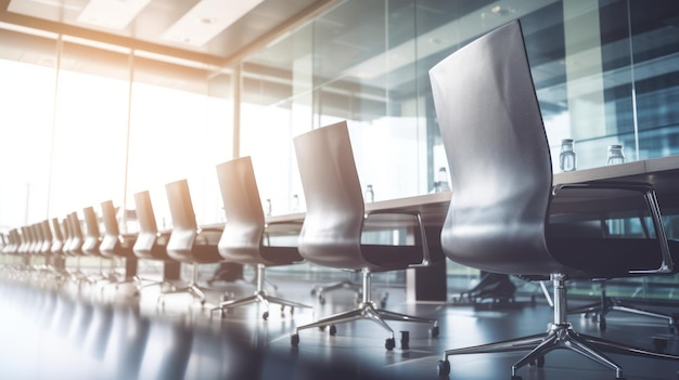 Closeup of empty conference table