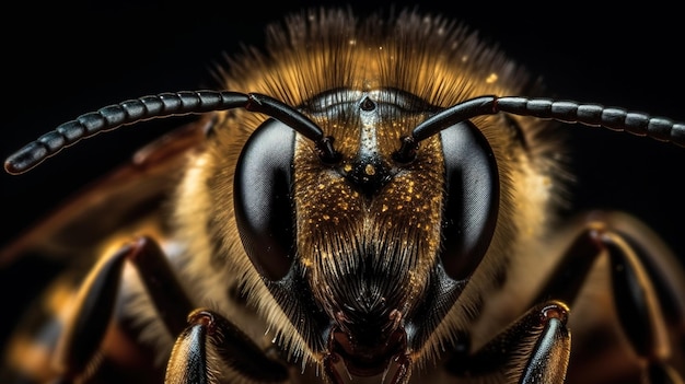 A CloseUp Encounter with a Busy Bee Generative AI