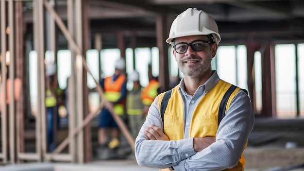 Closeup of an engineer on the construction site