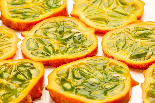 Closeup of exotic fruit Kiwano from Africa