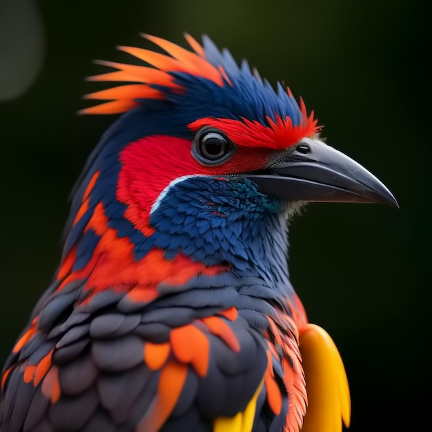 Photo closeup exotic tropical colourful bird generative ai