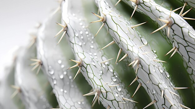 A closeup exploration of the intricate and diverse spines of a cactus