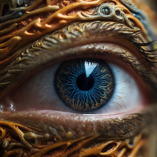 CloseUp of an Eye with Intriguing Patterns