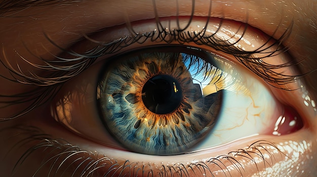 Closeup of an eye with iris Eye Lens Concept