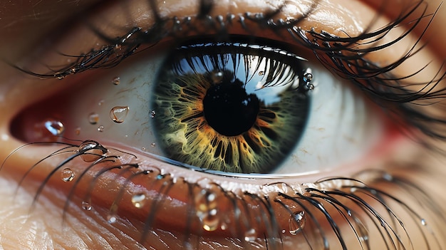 closeup of an eye with a reflection of a beautiful natural landscape
