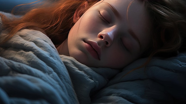 Premium Photo | Closeup of the face of a girl sleeping peacefully