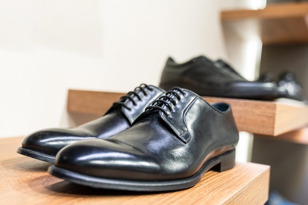 Closeup of fashionable leather men's shoes