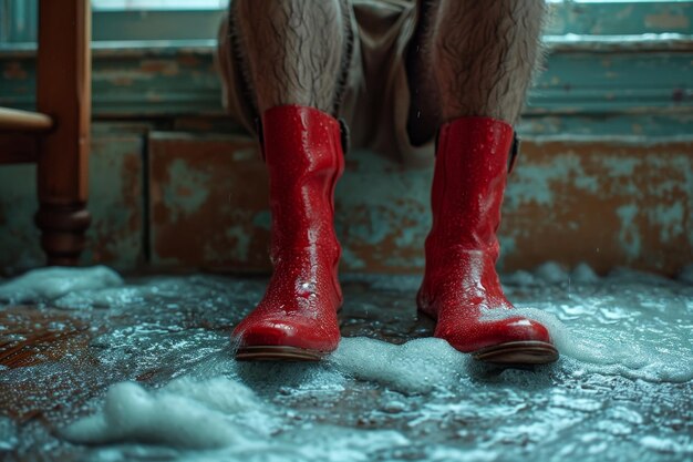 Closeup of feet in red shoes Fashionable red shoes