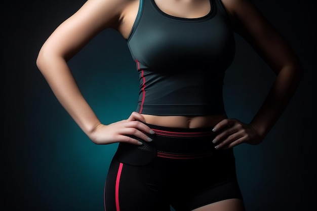 Closeup of a female body in sportswear with AI generated