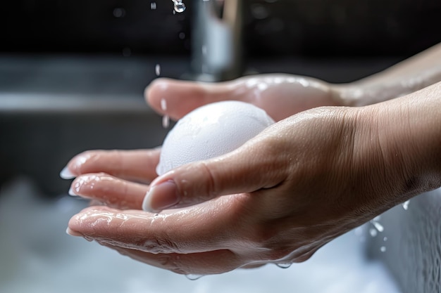 CloseUp of Female Hands Cleansing Thoroughly