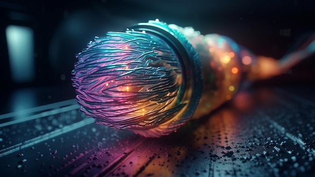 Closeup of Fiber optic cable Generative Ai