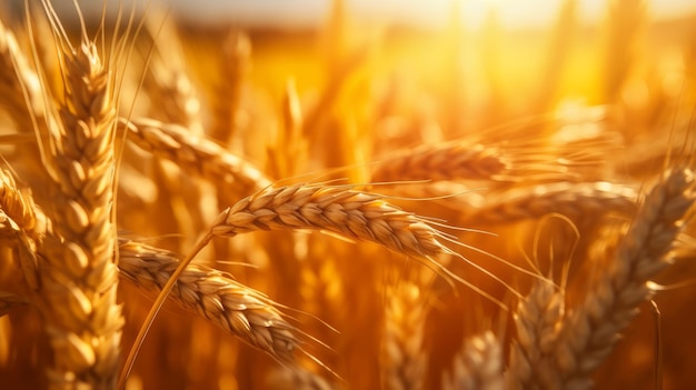 A closeup of a field of golden wheat Generative AI