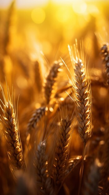 A closeup of a field of golden wheat Generative AI