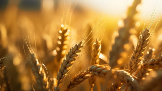 A closeup of a field of golden wheat Generative AI