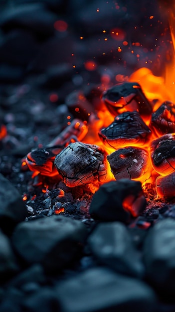 CloseUp of Fiery Rocks and Lava