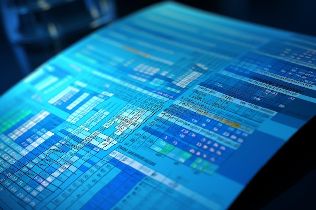 Photo closeup of a financial report document showing generative ai