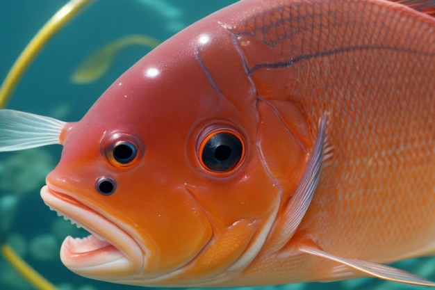 A closeup of a fish its scales reflecting the light in a dazzling array of colors