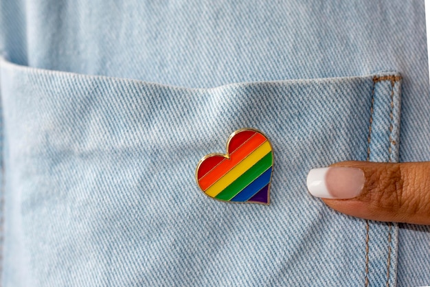 Closeup of flag LGTB heart shaped