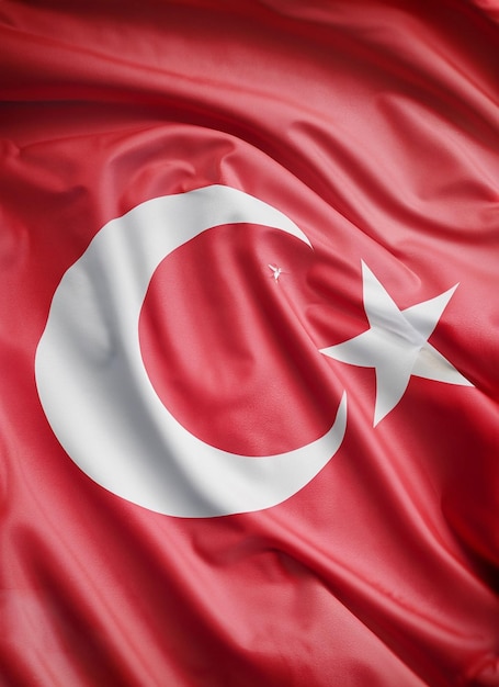 Closeup flag of Turkey ruffled beautifully waving generative ai