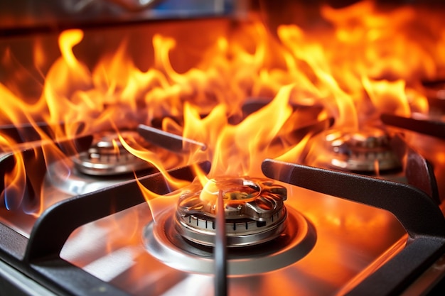 Closeup of flames roaring from a candle