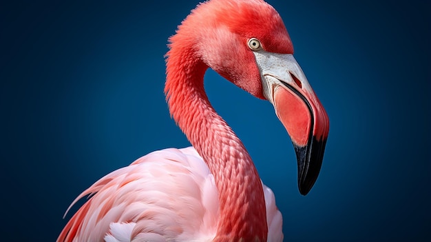 Closeup of a flamingo isolated on a transparent background