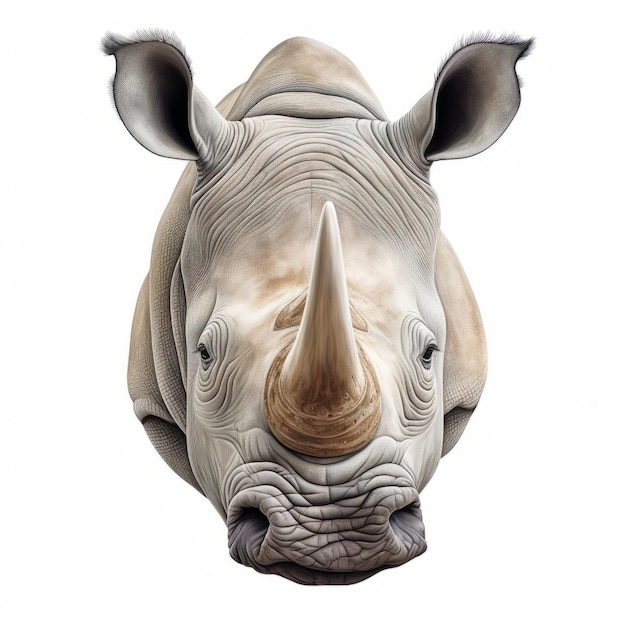 Photo closeup flat drawing of rhinoceros in 8k ultraclear