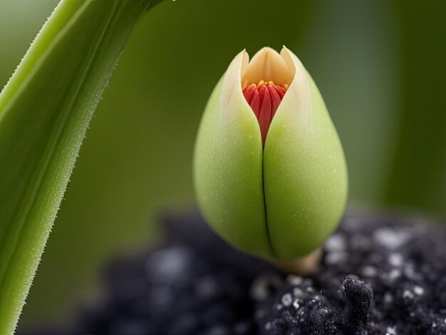 Photo a closeup of a flower bud just beginning generative ai