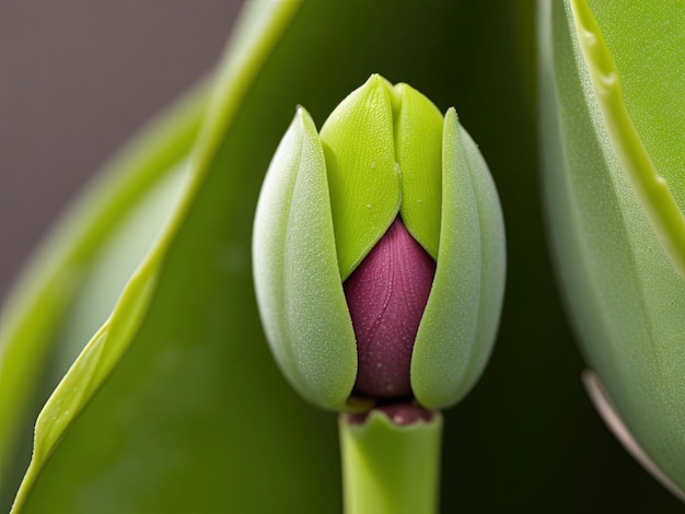 a closeup of a flower bud just beginning generative ai